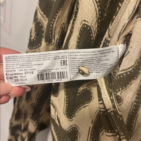 Mango Olive Patterned Blouse - Picture 5 of 7